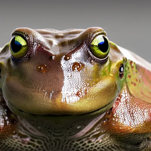 Prompt: hyperrealistic mixed media image of a bullfrog with!! human facial features!! info wars alex jones, stunning 3 d render inspired art by greg rutkowski and xiang duan and thomas eakes, perfect symmetry, hyper realistic texture, realistic, highly detailed attributes and atmosphere, dim volumetric cinematic lighting, 8 k octane detailed render, post - processing, masterpiece,