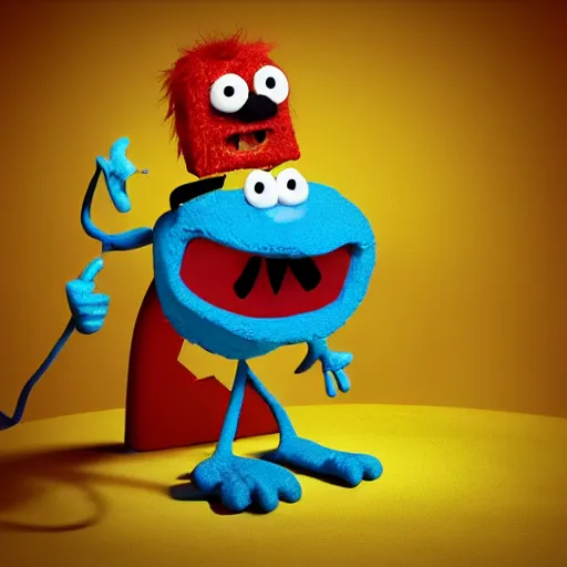 Image similar to little mr malaka screaming by roger hargreaves and jim henson and seuss, octane render