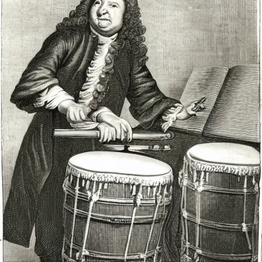 Image similar to bach playing a drum kit