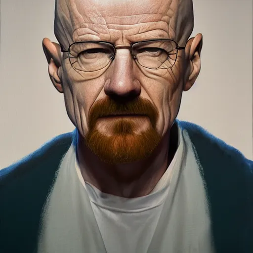 Image similar to walter white, oil painting, octane render, 8 0 s camera, portrait