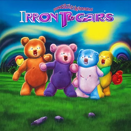 Image similar to the care bears on iron maiden album cover, 8 k resolution hyperdetailed surrealism