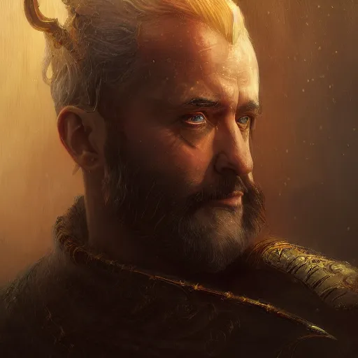 Image similar to portrait of John TotalBiscuit Bain as the god king emperor, realistic character concept, high fantasy, light atmosphere, golden ratio, cinematic lighting, hyperdetailed, high resolution, insanely detailed and intricate, artstation, Marc Simonetti, Greg Rutkowski