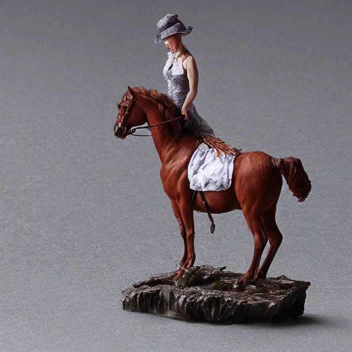 Image similar to 80mm resin detailed miniature of a Woman with a Horse, Product Introduction Photos, 4K, Full body, simple background