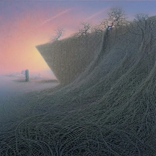 Image similar to A Landscape by Peter Gric and Zdzisław Beksiński