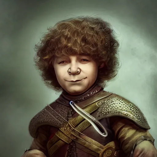 realistic portrait of a halfling male, happy, bard, | Stable Diffusion