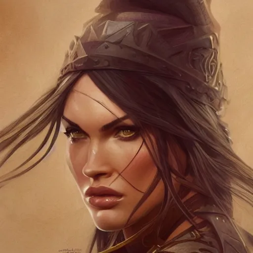 Image similar to megan fox, d & d, fantasy, portrait, highly detailed, digital painting, trending on artstation, concept art, sharp focus, illustration, art by artgerm and greg rutkowski and magali villeneuve