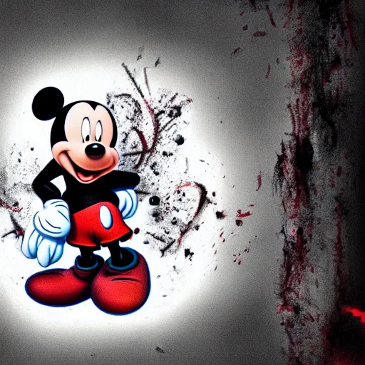 Image similar to [ mickey mouse ] in a horror game, [ digital art ]!!, 4 k quality