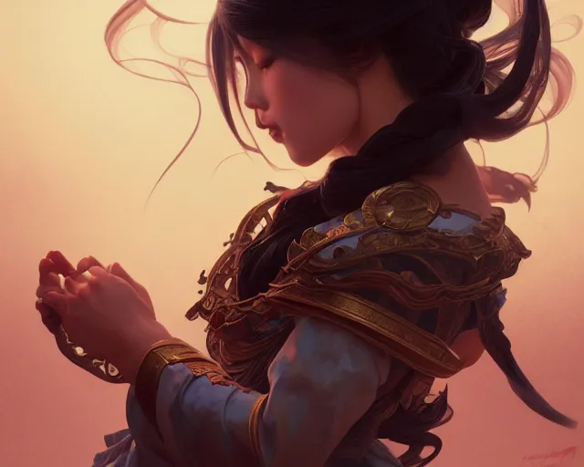 Image similar to photography of tanjiro kamado, deep focus, japanese fantasy, intricate, elegant, highly detailed, digital painting, artstation, concept art, matte, sharp focus, illustration, hearthstone, art by artgerm and greg rutkowski and alphonse mucha