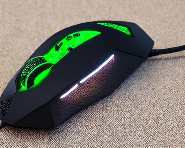 Prompt: razer swan with gaming leds in feathers