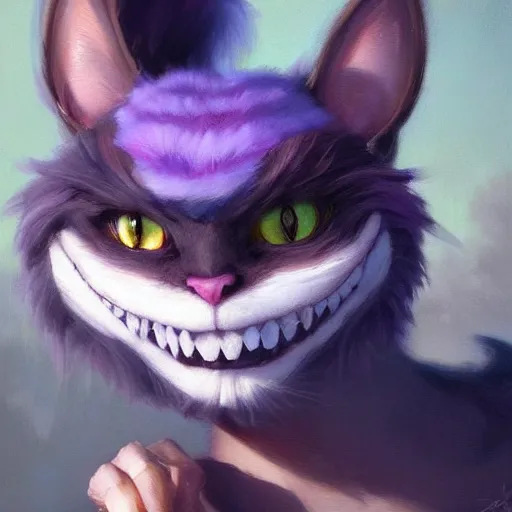 Image similar to Cheshire Cat oil painting trending on artstation, art by greg rutkowski,