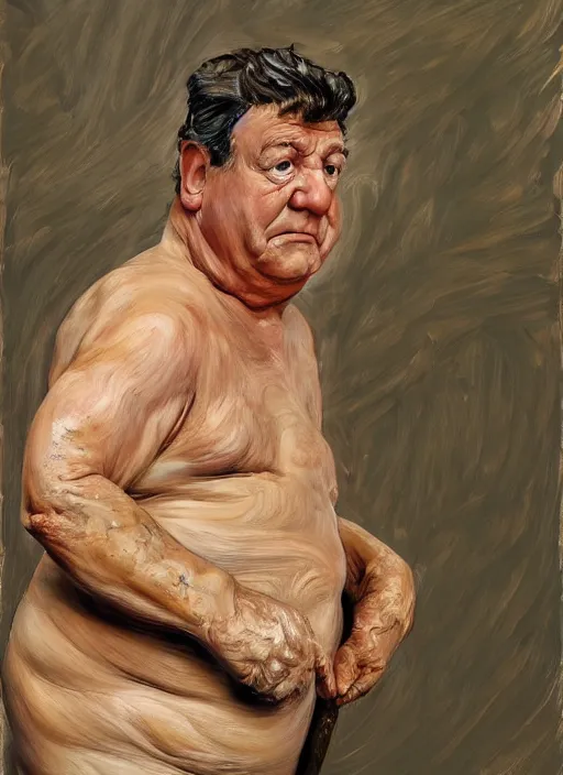 Prompt: Real life Fred Flintstone, painted by Lucian Freud, highly detailed, 8k