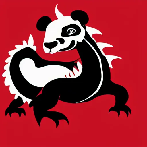 Image similar to vector art of welsh dragon and panda mixed, intercrossed, chimera, welsh flag, adobe illustrator