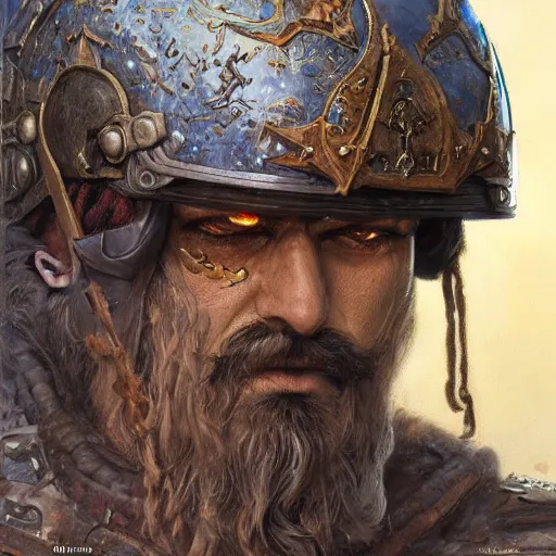Image similar to the strongest persian warrior, face covered in shadows by his helmets, highly detailed painting by donato giancola and bayard wu, 8 k, digital art
