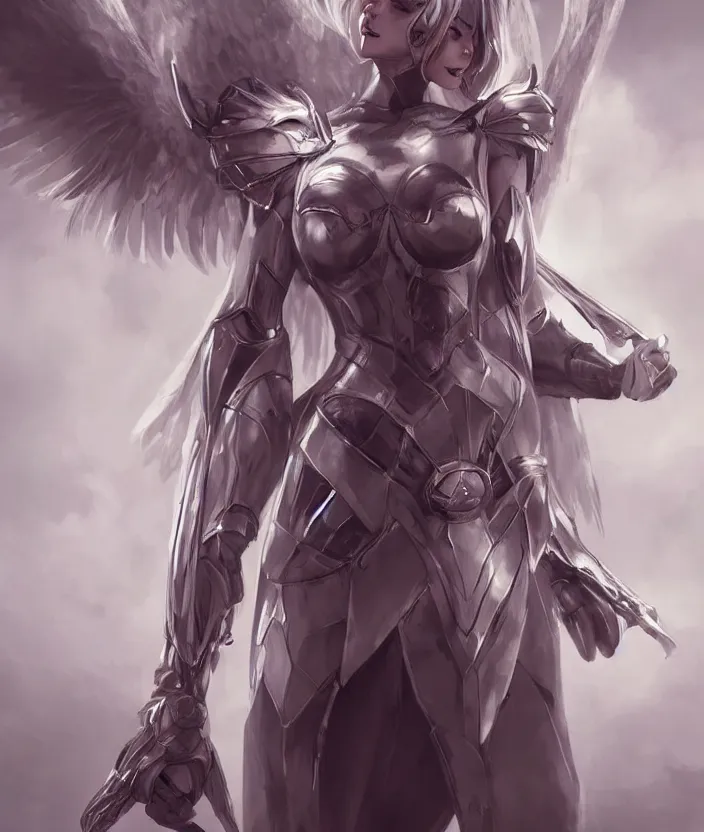 Image similar to Concept art, angel knight girl, artstation trending, artgerm highly detailded