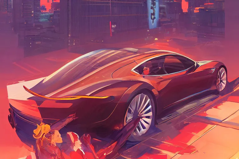 Prompt: tesla model 2, art gta 5 cover, official fanart behance hd artstation by jesper ejsing, rhads, makoto shinkai, lois van baarle, ilya kuvshinov, ossdraws, feng zhu, loish, laurie greasley, victo ngai, andreas rocha, john harris