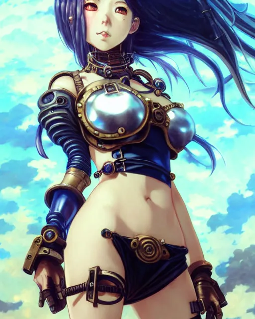 Image similar to portrait Anime Girl in bikini armor steampunk cute-fine-face, pretty face, realistic shaded Perfect face, fine details. Anime. Bioshock steampunk realistic shaded lighting by katsuhiro otomo ghost-in-the-shell, magali villeneuve, artgerm, rutkowski Jeremy Lipkin and Giuseppe Dangelico Pino and Michael Garmash and Rob Rey