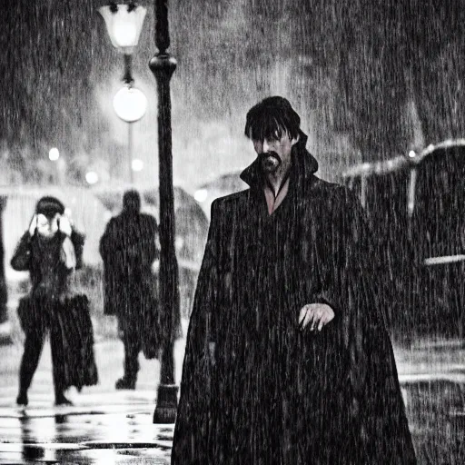 Image similar to doctor strange waiting for the bus during a rainy day, award winning candid photography