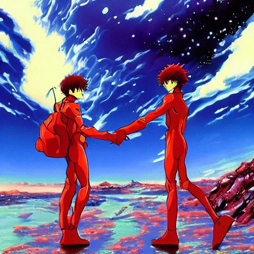 Image similar to The End of Evangelion painted by Bob Ross