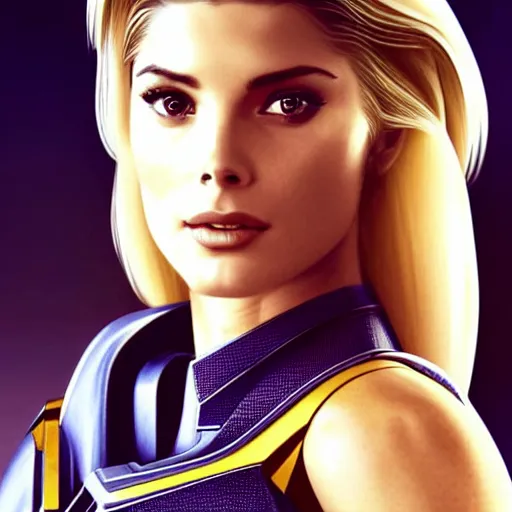 Image similar to A combination of Ashley Greene's and Adriana Dxim's and Grace Kelly's appearances with blonde hair wearing Forerunner armor from Halo, high tech, action shot, angular, full body portrait, futuristic, dramatic, fantasy, intricate, elegant, highly detailed, artstation, matte, sharp focus, 8K, art by Artgerm and Greg Rutkowski and Alphonse Mucha