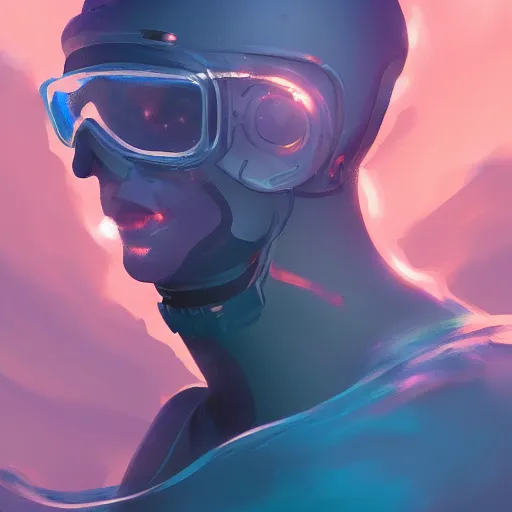 Image similar to a profile photo of a diver in an ocean, side profile, sci-fi, elegant, sinister,highly detailed, digital painting, artstation, concept art, smooth, sharp focus, illustration