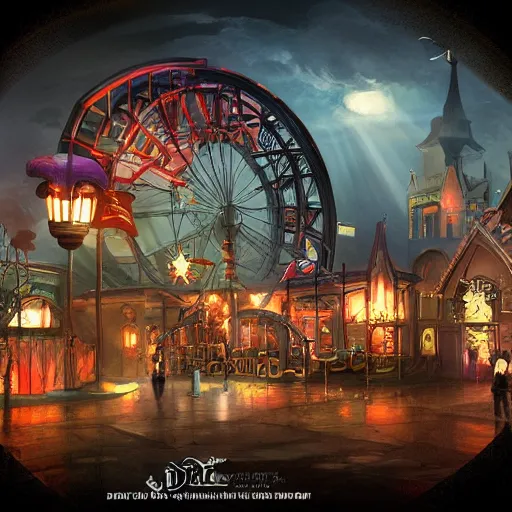 Prompt: cutting edge theme park dark ride concept art, digital art, dramatic lighting, trending on artstation