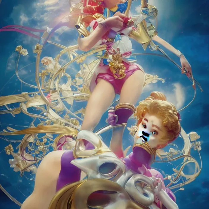 Image similar to jeff koons style sailor moon, ultra realistic, concept art, intricate details, serious, highly detailed, photorealistic, octane render, 8 k, unreal engine, art by todd mcfarlane and artgerm and greg rutkowski and alphonse mucha