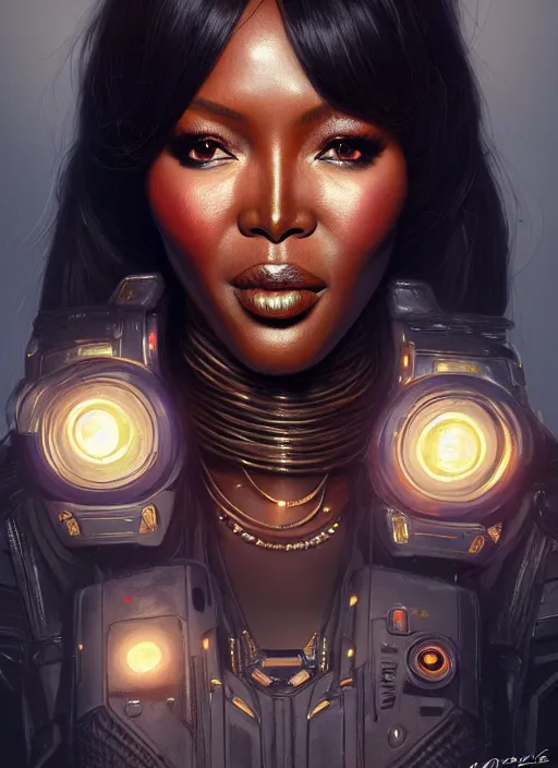 Image similar to portrait of apex legends naomi campbell, intricate, elegant, glowing lights, highly detailed, digital painting, artstation, glamor pose, concept art, smooth, sharp focus, illustration, art by artgerm and greg rutkowski, artey freytag