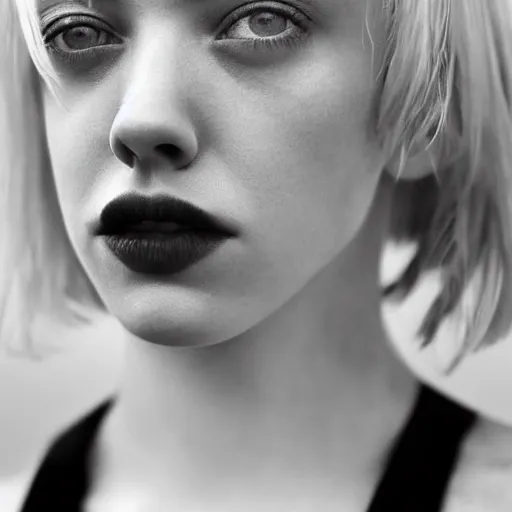 Prompt: portrait photo of amanda seyfried, full platinum blond, pale skin, by kyle thompson, realistic, high detail, high quality, trending on pinteresst