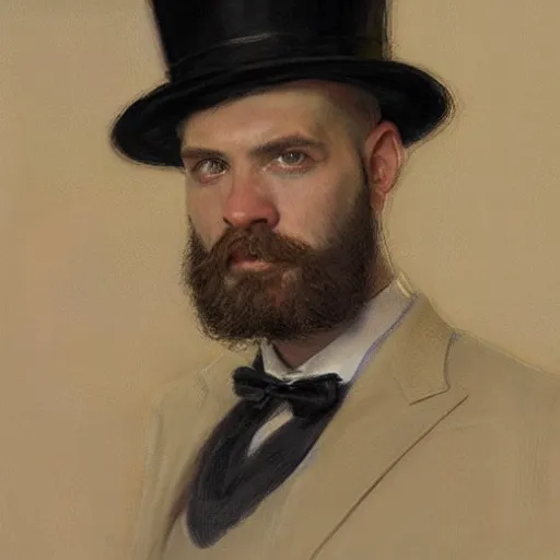 Image similar to portrait of a dapper man with a skull helmet and top hat, by donato giancola.