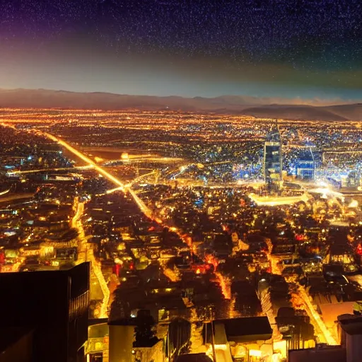 Image similar to christchurch city at night, cyberpunk 2 0 7 7, stars bright in the night sky,