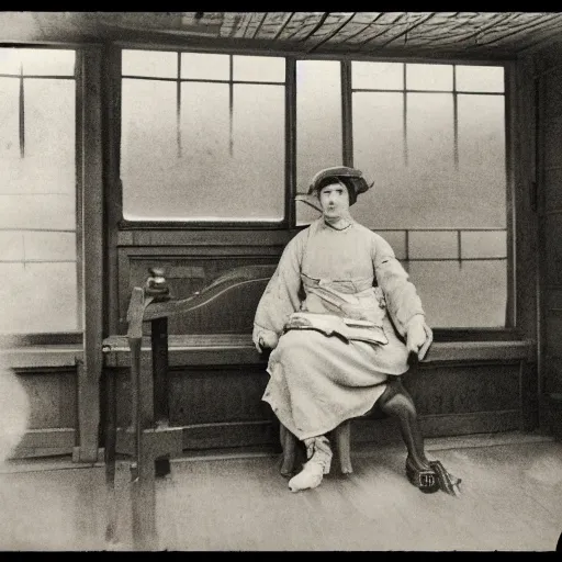 Prompt: an image of a civic official censor, in a medium full shot, russian and japanese mix, high - key lighting, warm lighting, overcast flat midday sunlight, a vintage historical fantasy 1 9 1 5 photo from life magazine, professional cooperate, the new york times photojournalism.