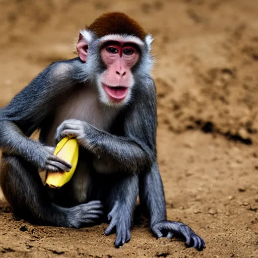 Prompt: monkey eating a banana, logo