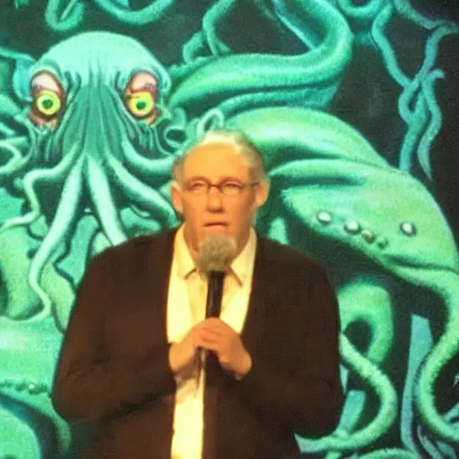 Image similar to cthulhu giving a ted talk