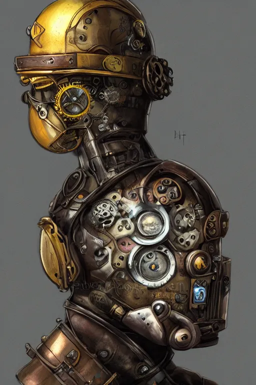 Image similar to steampunk helmet fantasy art mask robot ninja stylized digital illustration sharp focus, elegant intricate digital painting artstation concept art global illumination ray tracing advanced technology chaykin howard and campionpascale and cooke darwyn and davis jack