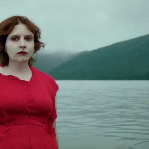 Prompt: portrait of a woman standing in a lake, by guillermo del toro