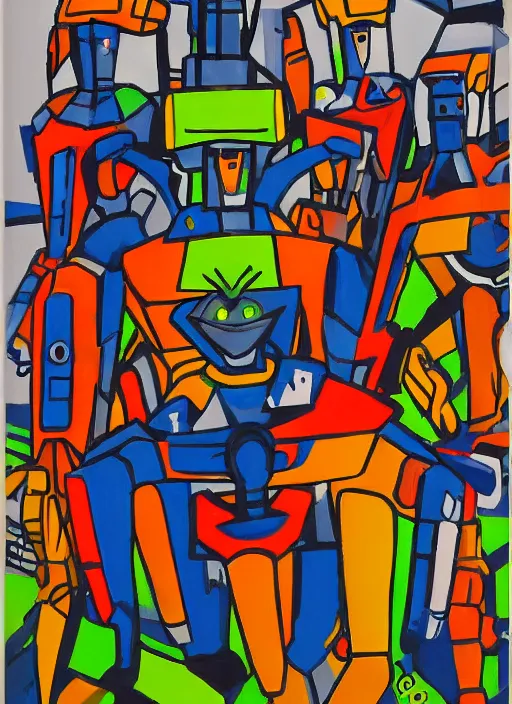 Prompt: mecha warriors by Patrick Heron