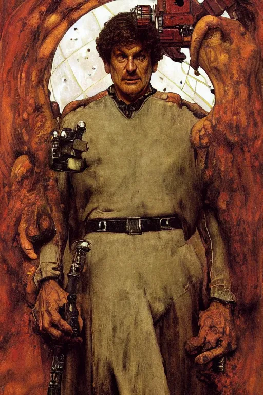 Image similar to full length portrait of dr who enemy zygon painted by lawrence alma tadema, zdzislaw beksinski, norman rockwell, jack kirby, tom lovell, alex malveda, greg staples, bbc, tv