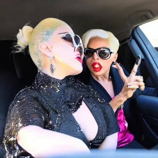 Image similar to lady gaga and judy garland carpool karaoke