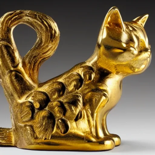 Image similar to an ancient gold cat statue