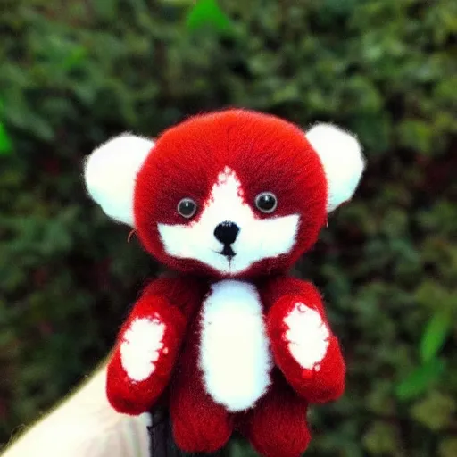 Prompt: a cute small red panda plush knitted, trending on reddit