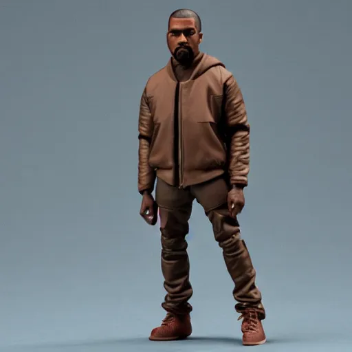 Image similar to Kanye West action figure, 5 points of articulation, full body, 4k, highly detailed