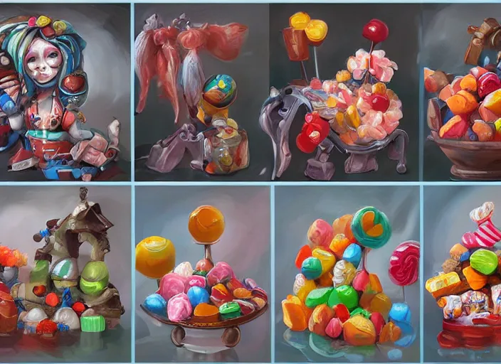 Image similar to builds for a game candy themed, oil painting by jama jurabaev, extremely detailed, brush hard, artstation, for aaa game, high quality, brush stroke