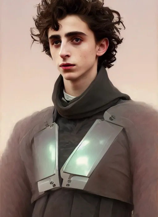 Prompt: timothee chalamet in future fashion futurism as thufir hawat, human computer, VR headset, cyber augmentation implant, digital art from artstation by Ruan Jia and Mandy Jurgens and Artgerm and william-adolphe bouguereau