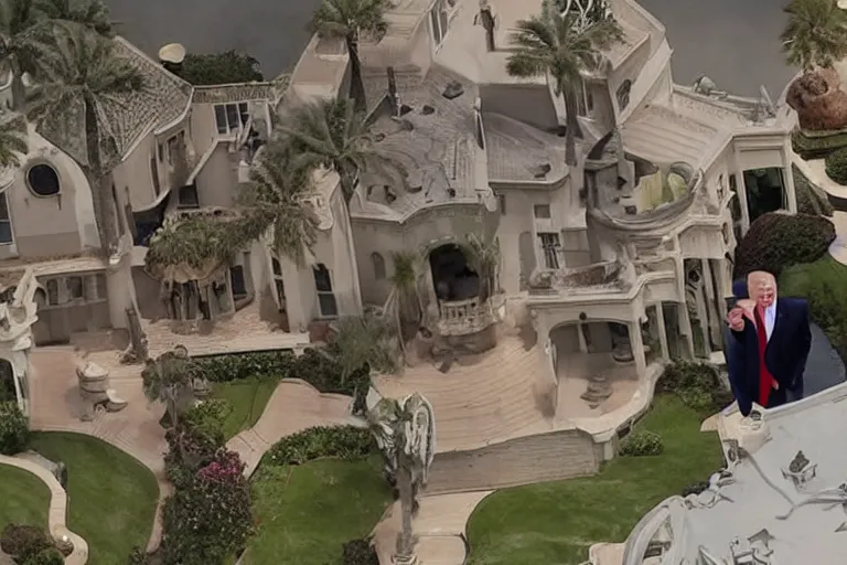 Image similar to Donald Trump aghast at federal agents raiding his Mar-a-Lago home, Highly detailed, Cinematic, balanced, photorealistic, 4k, Realistic, detailed