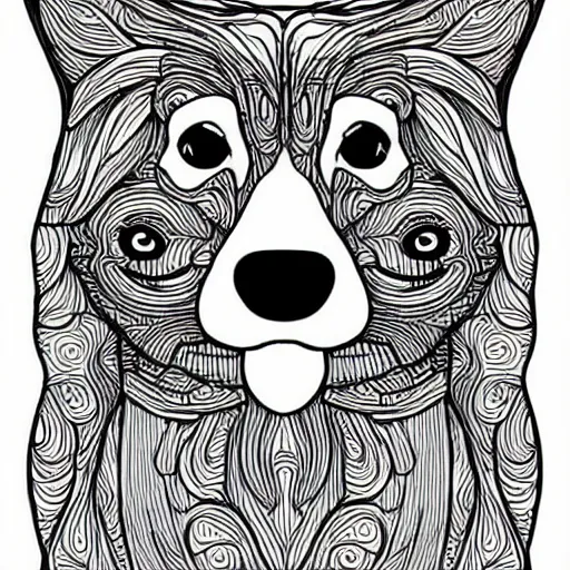 Image similar to cute dogs, coloring book, outline art, digital art, drawing, simplistic