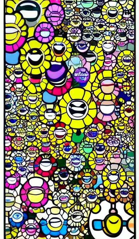 Prompt: illustration of a bee, in the style of takashi murakami, abstract, flat - color, textured