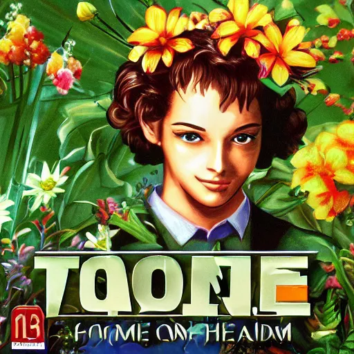 Image similar to Playstation one computer game cover art for a highly detailed flower arranging game, game of the year