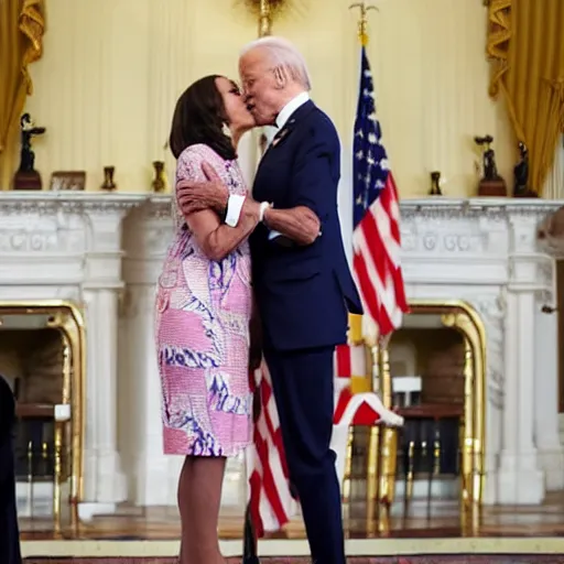 Prompt: Kamala Harris and Joe Biden kissing each other, 8k, highly detailed,
