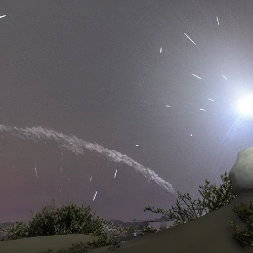 Image similar to a meteorite shower, trending in artstation, 3 d render