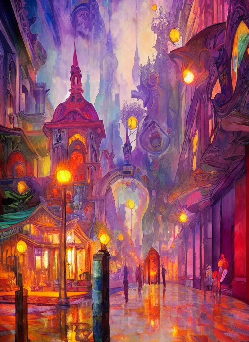 Image similar to ethereal city lost in time, art station, fauvism, art nouveau, felix kelly, johan grenier, hd, digital painting